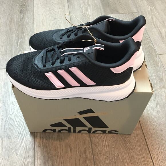 NWT Adidas QT Racer 2.0 Black Pink Cloudfoam Comfort Size 10 Sneakers - Picture 1 of 9